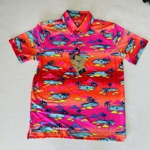 Chubbies Polo Shirt Mens Small Pink Performance Stretch The Offsite '24 NEW